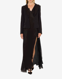 Robe longue en soie avec dentelle - Black