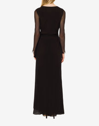 Robe longue en soie avec dentelle - Black