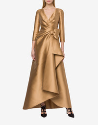 Robe longue à nœud - Beige