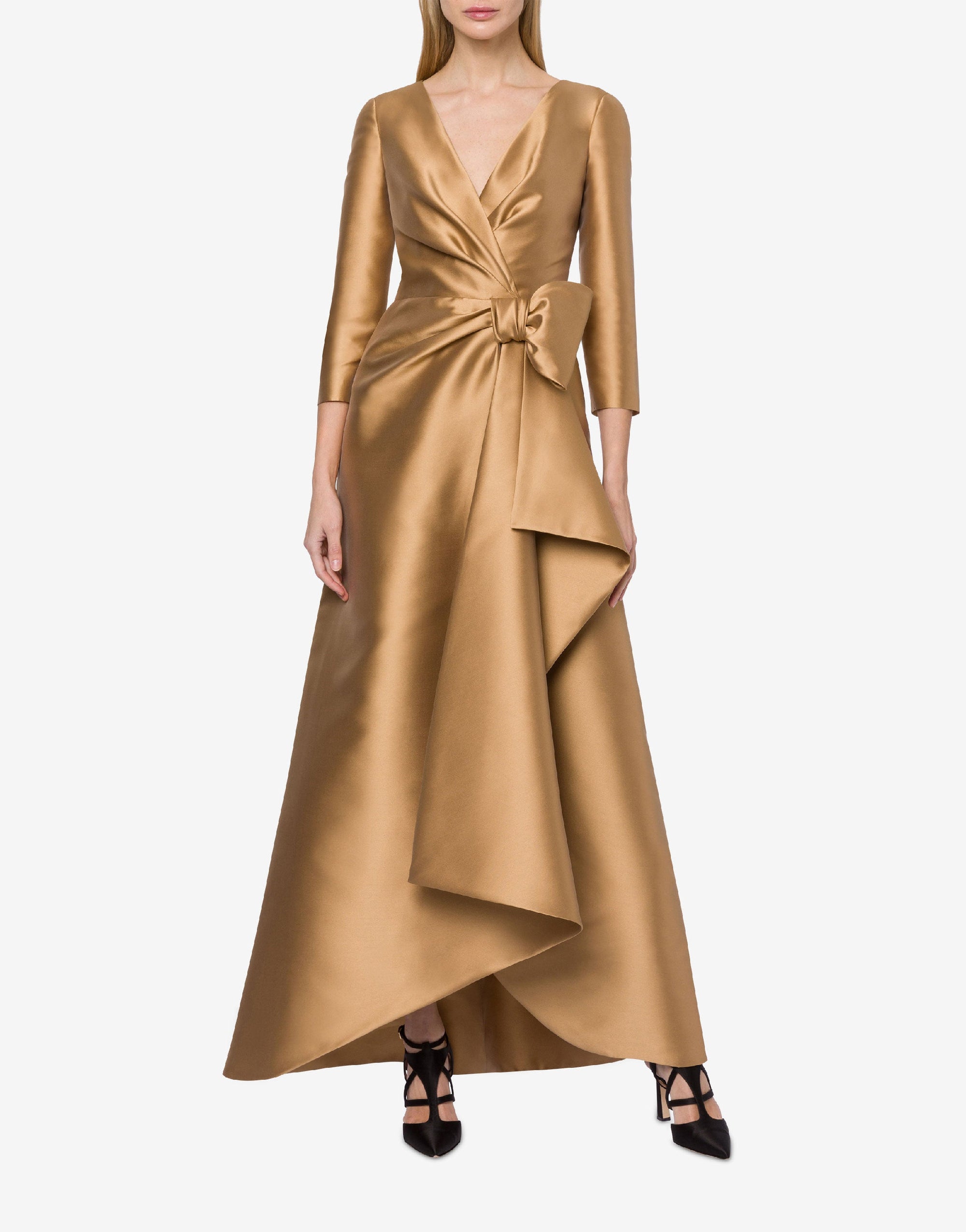 Robe longue à nœud - Beige
