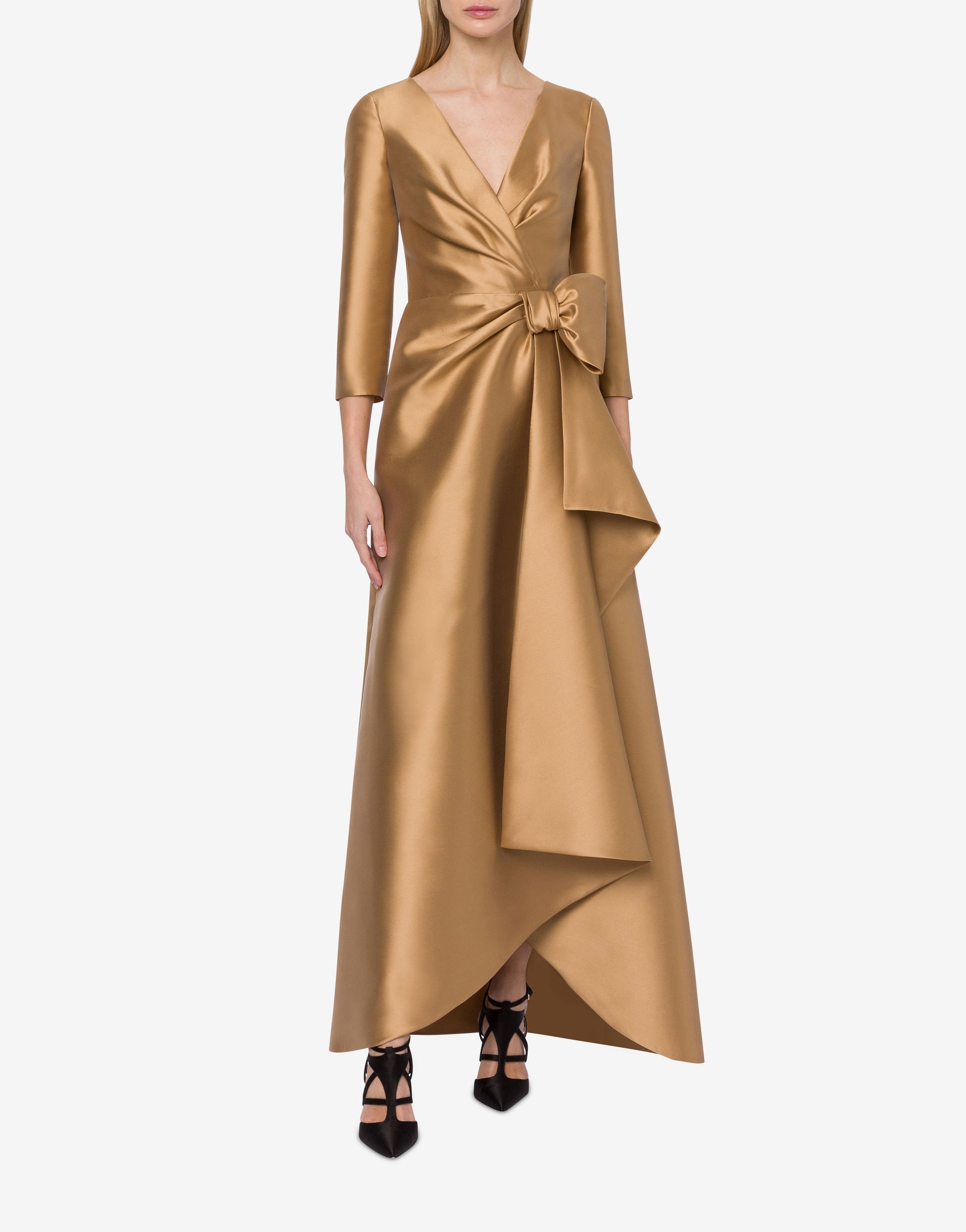 Robe longue à nœud - Beige