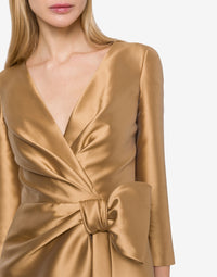 Robe longue à nœud - Beige