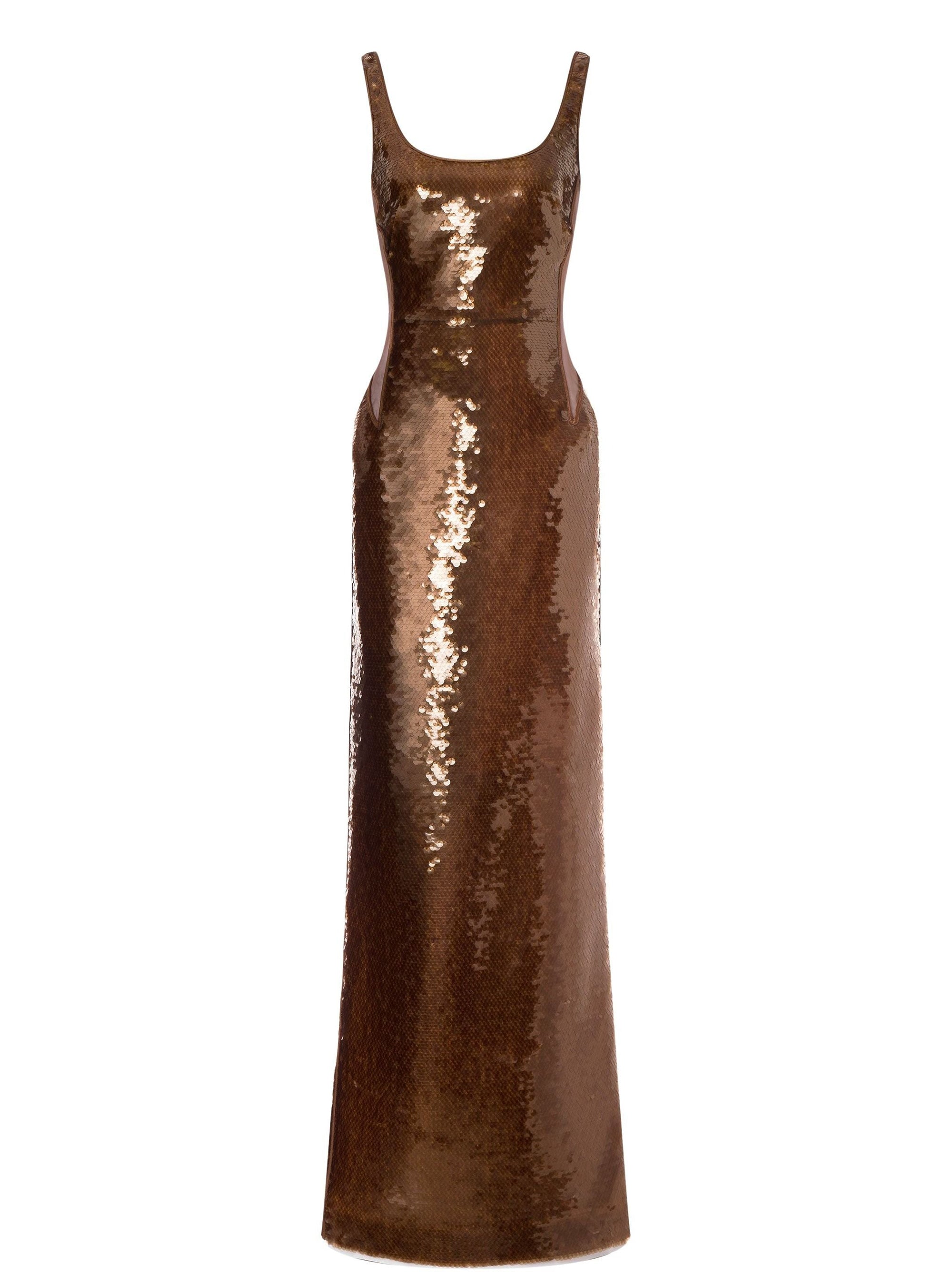 Robe longue en sequins - Brown