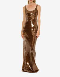 Robe longue en sequins - Brown