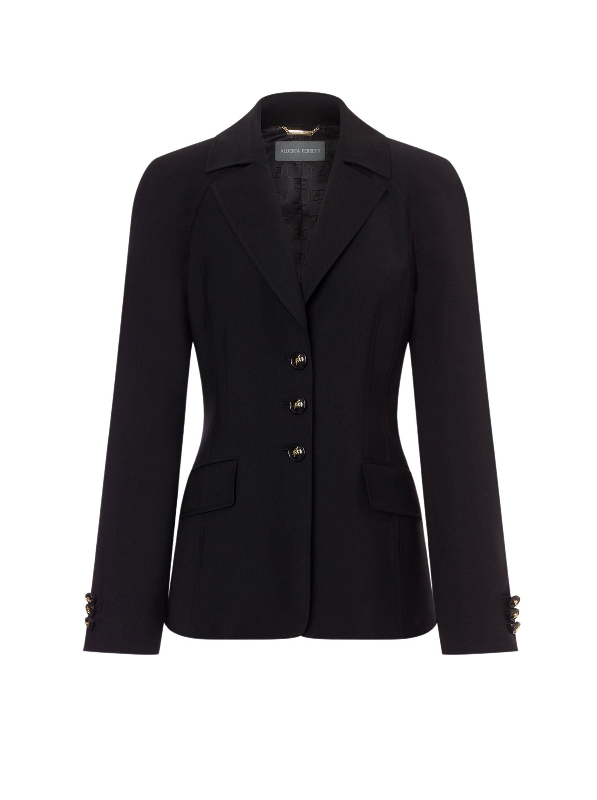 Veste en laine stretch avec boutons - Black