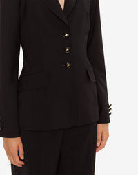 Veste en laine stretch avec boutons - Black