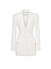 Satin single-breasted jacket - White