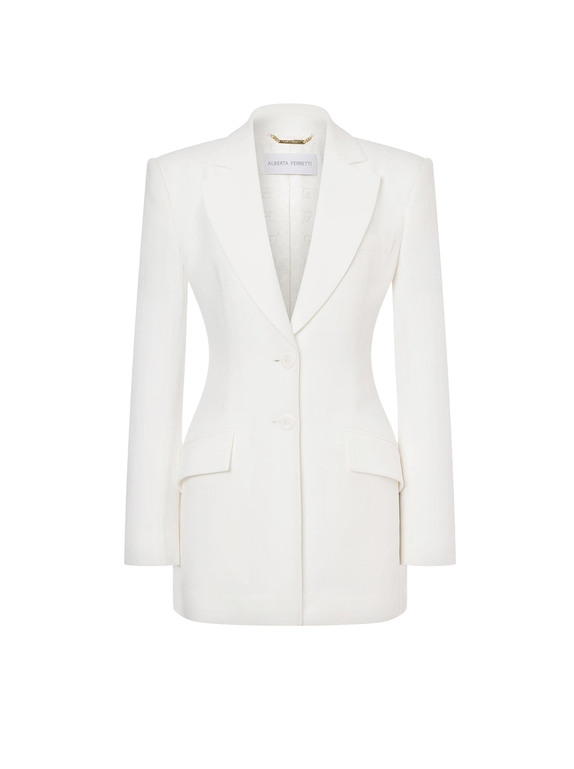 Satin single-breasted jacket - White