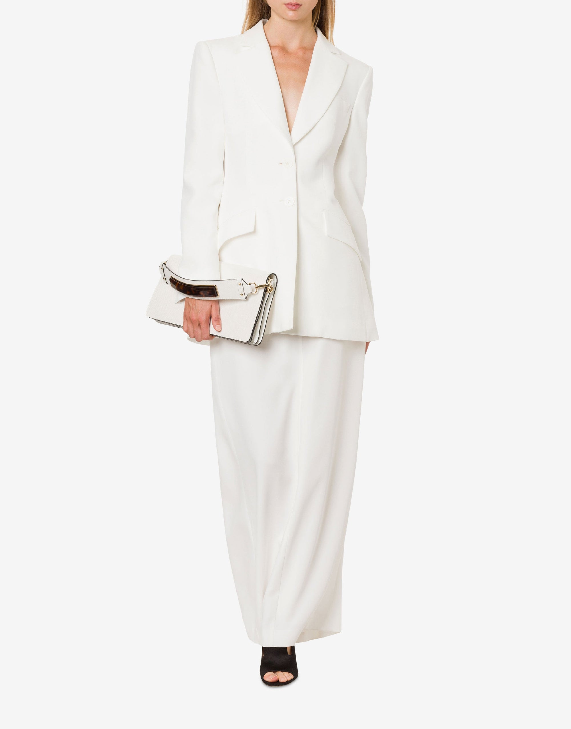Satin single-breasted jacket - White