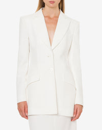 Satin single-breasted jacket - White