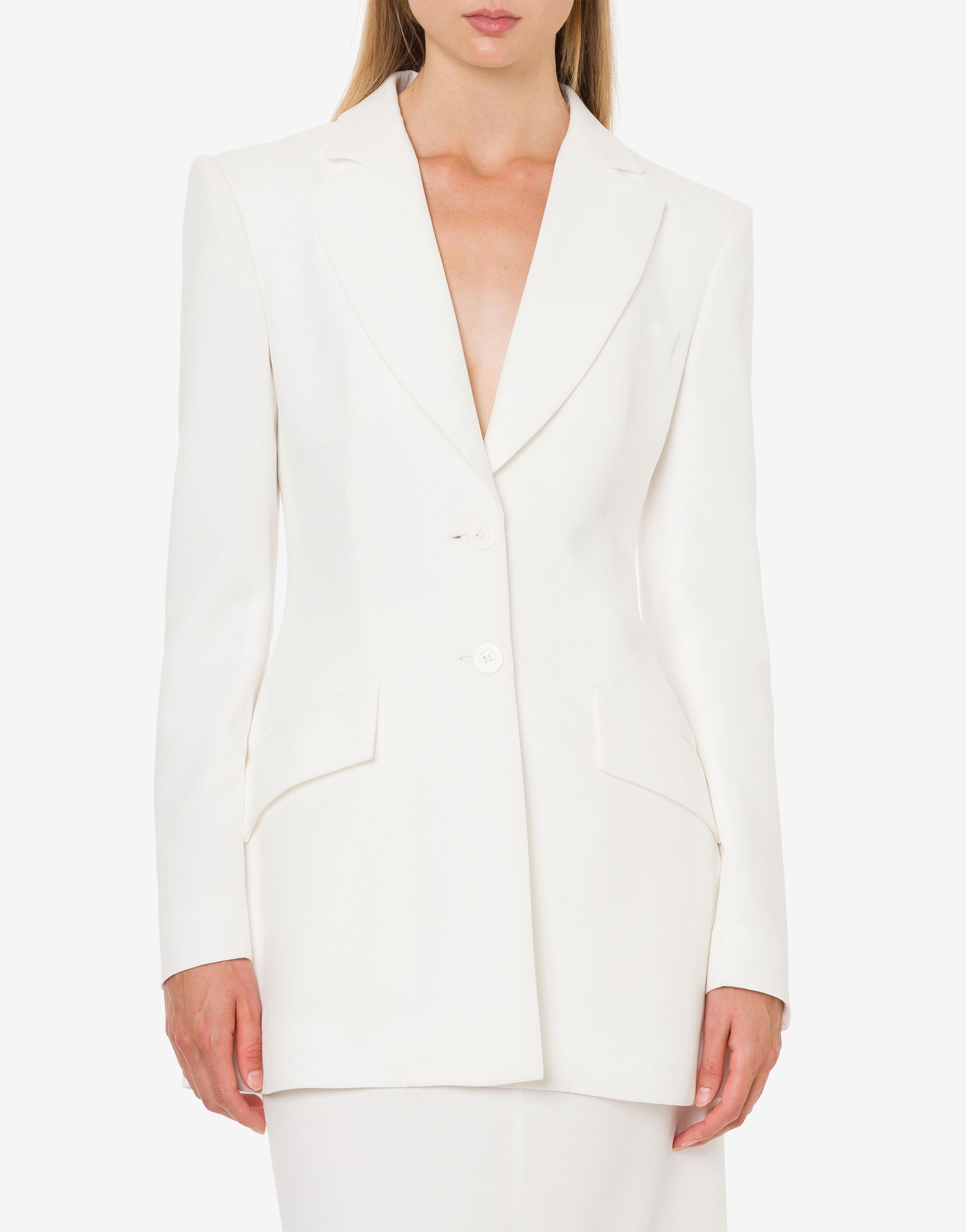 Satin single-breasted jacket - White