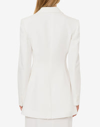 Satin single-breasted jacket - White