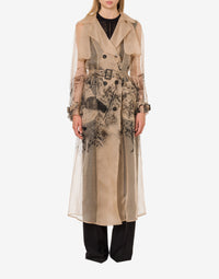 Trench-coat en soie imprimée - Beige