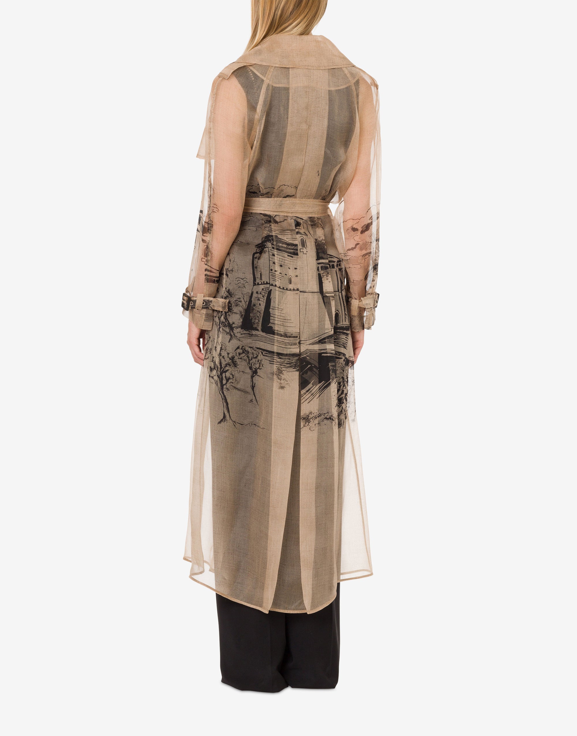 Trench-coat en soie imprimée - Beige
