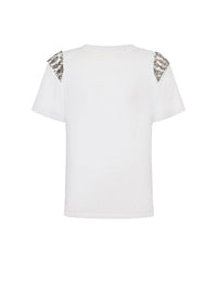 T-shirt en coton avec broderies - White