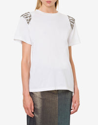T-shirt en coton avec broderies - White