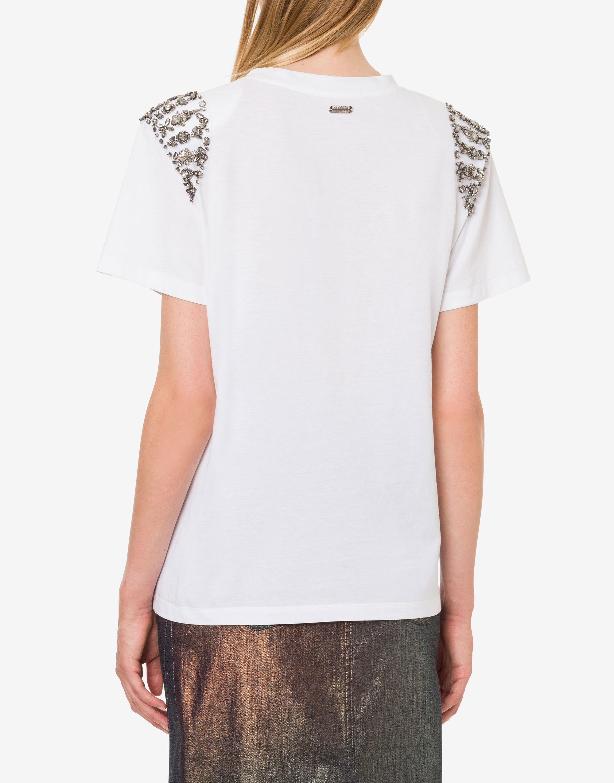 T-shirt en coton avec broderies - White