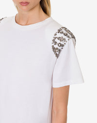 T-shirt en coton avec broderies - White
