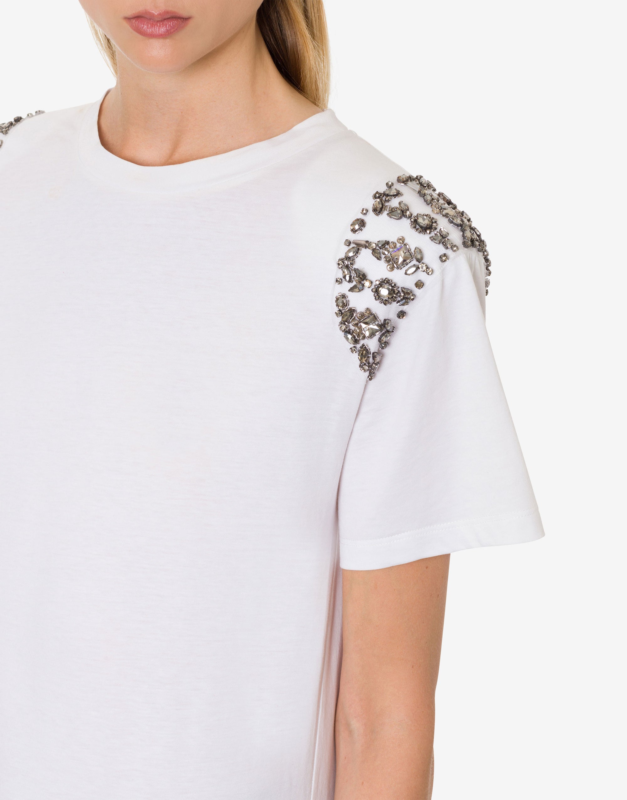 T-shirt en coton avec broderies - White