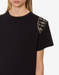 T-shirt en coton avec broderies - Black