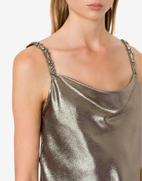 Débardeur en soie lurex avec broderie - Silver