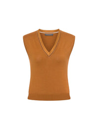 Top en maille de soie et cachemire - Brown & Yellow