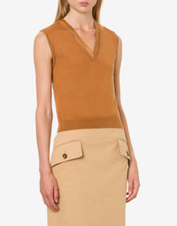 Top en maille de soie et cachemire - Brown & Yellow