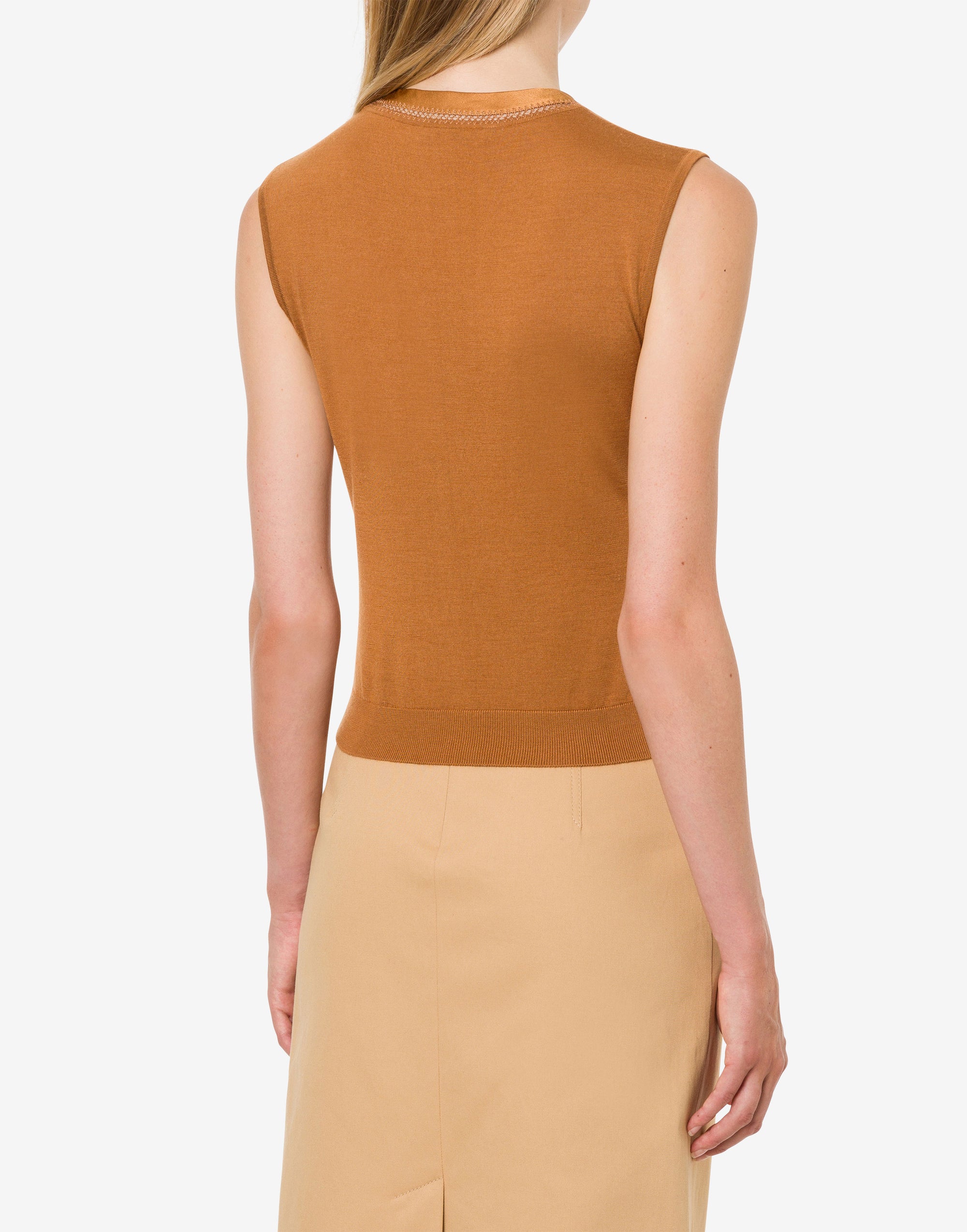 Top en maille de soie et cachemire - Brown & Yellow