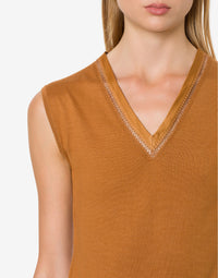 Top en maille de soie et cachemire - Brown & Yellow
