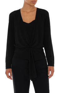 Top en drapé fluide - Black