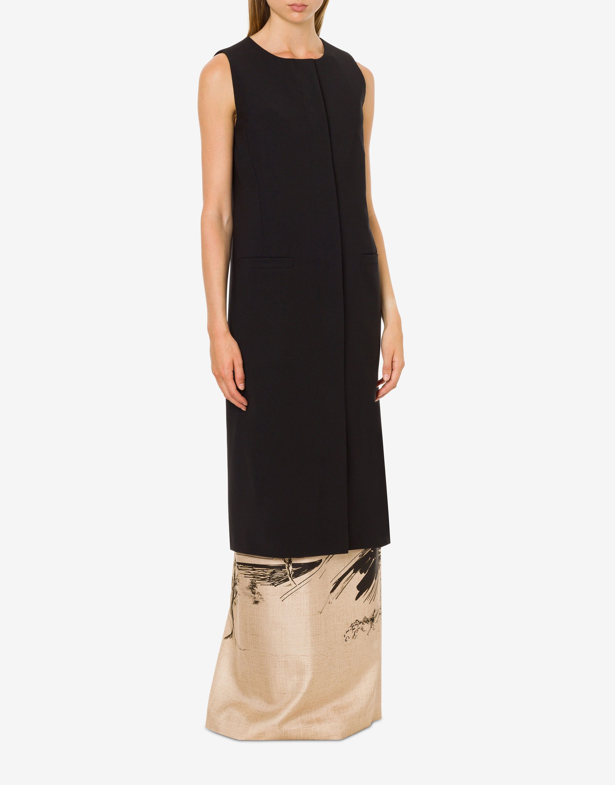 Gilet long sans manches en laine - Black