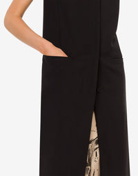 Gilet long sans manches en laine - Black