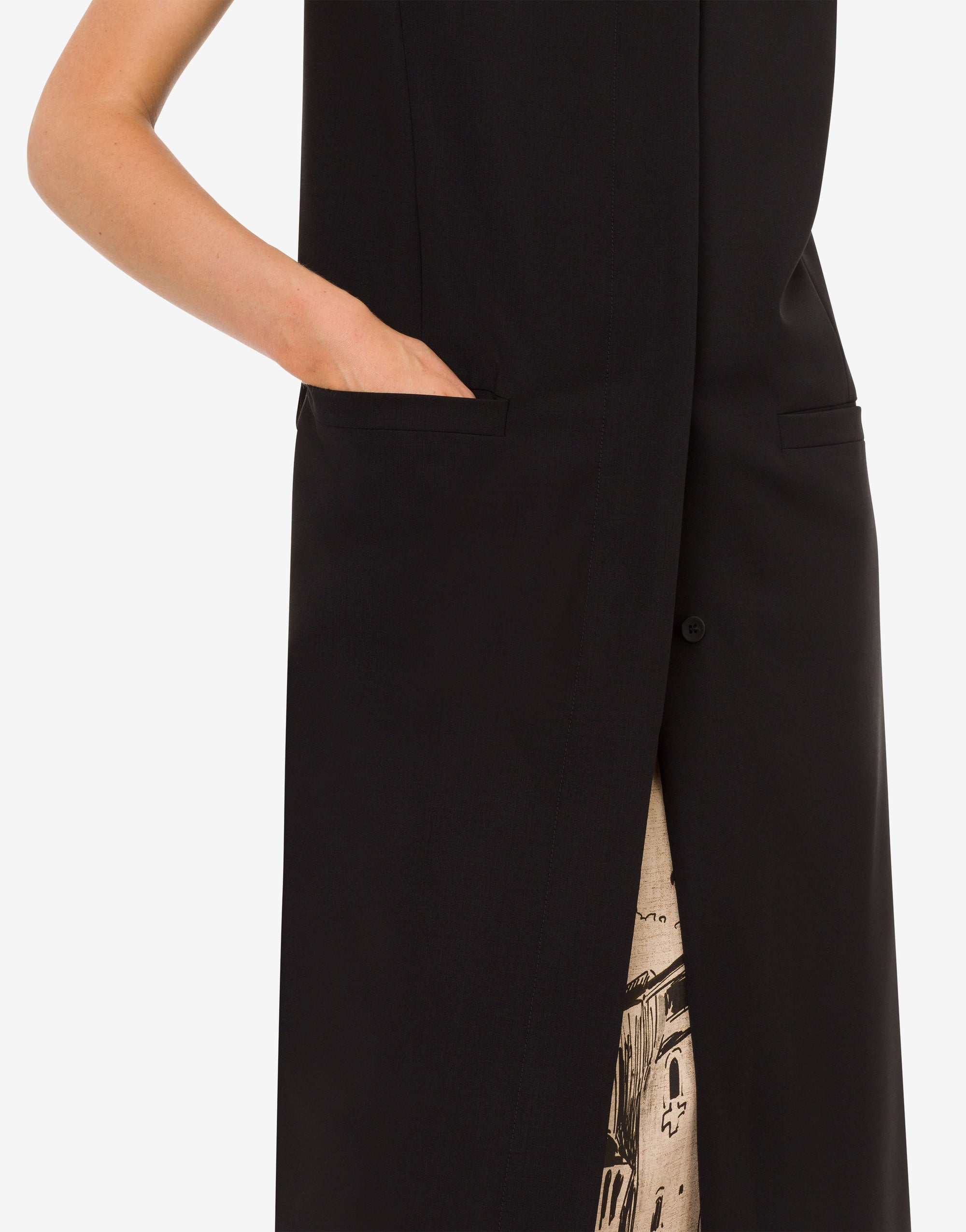 Gilet long sans manches en laine - Black