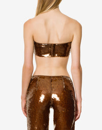 Sequin-embroidered crop top - Brown