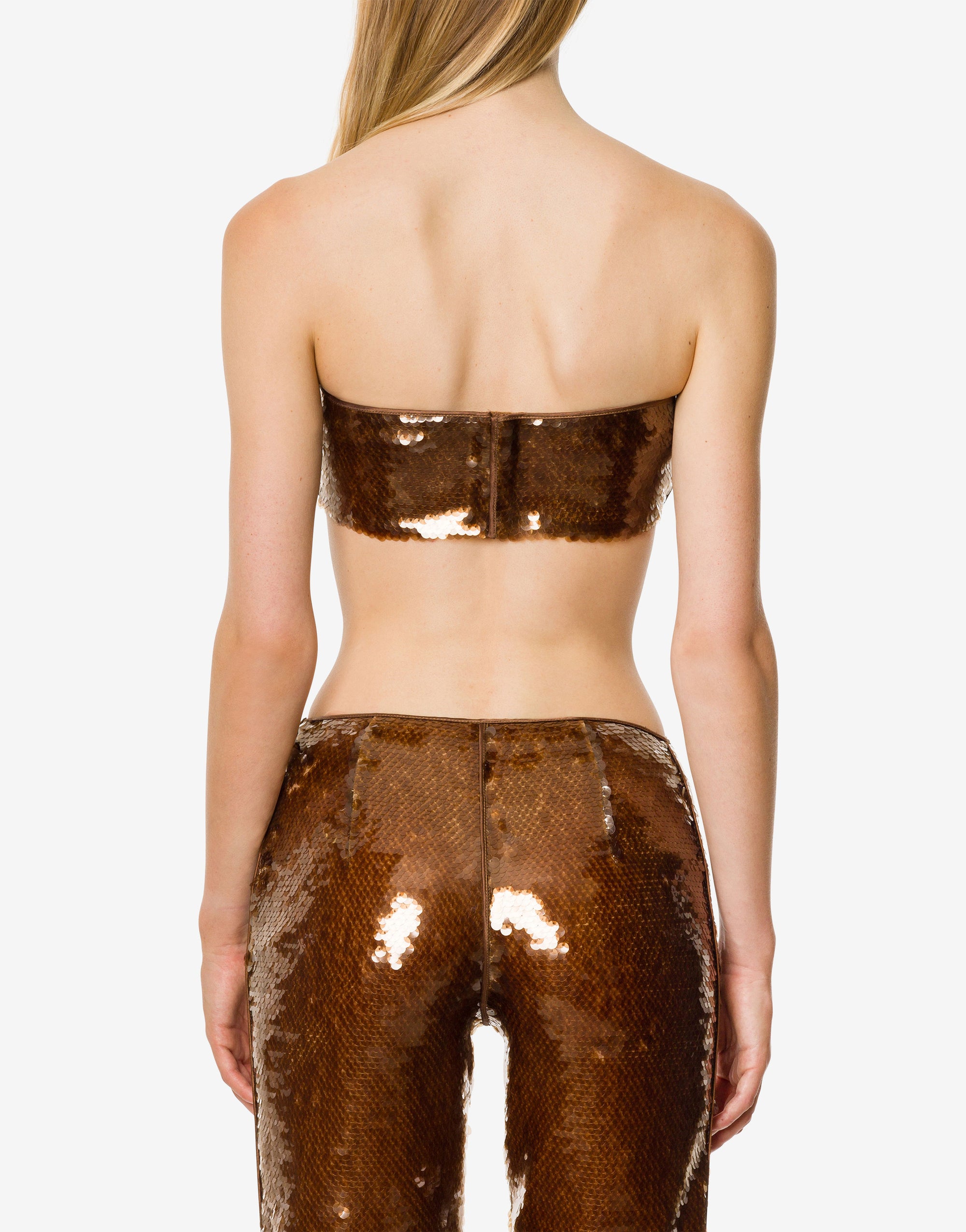 Sequin-embroidered crop top - Brown