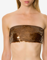 Sequin-embroidered crop top - Brown