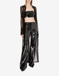 Top court brodé de sequins - Black