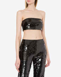 Top court brodé de sequins - Black