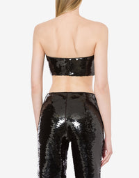 Top court brodé de sequins - Black