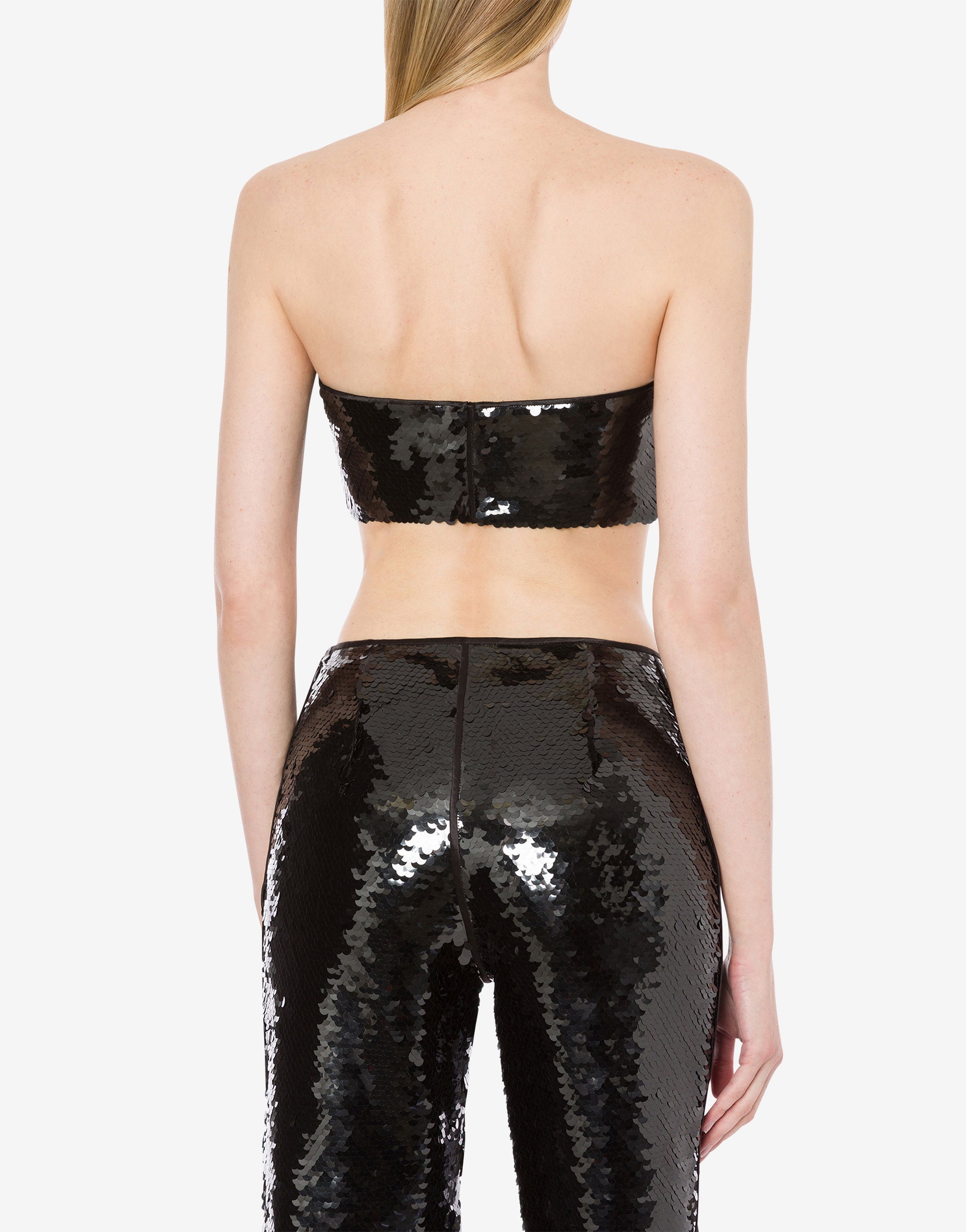 Top court brodé de sequins - Black
