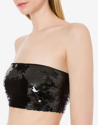Top court brodé de sequins - Black