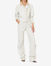 Veste de motard en daim - Beige