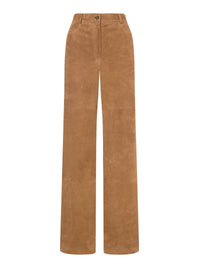 Wide-leg suede trousers - Beige