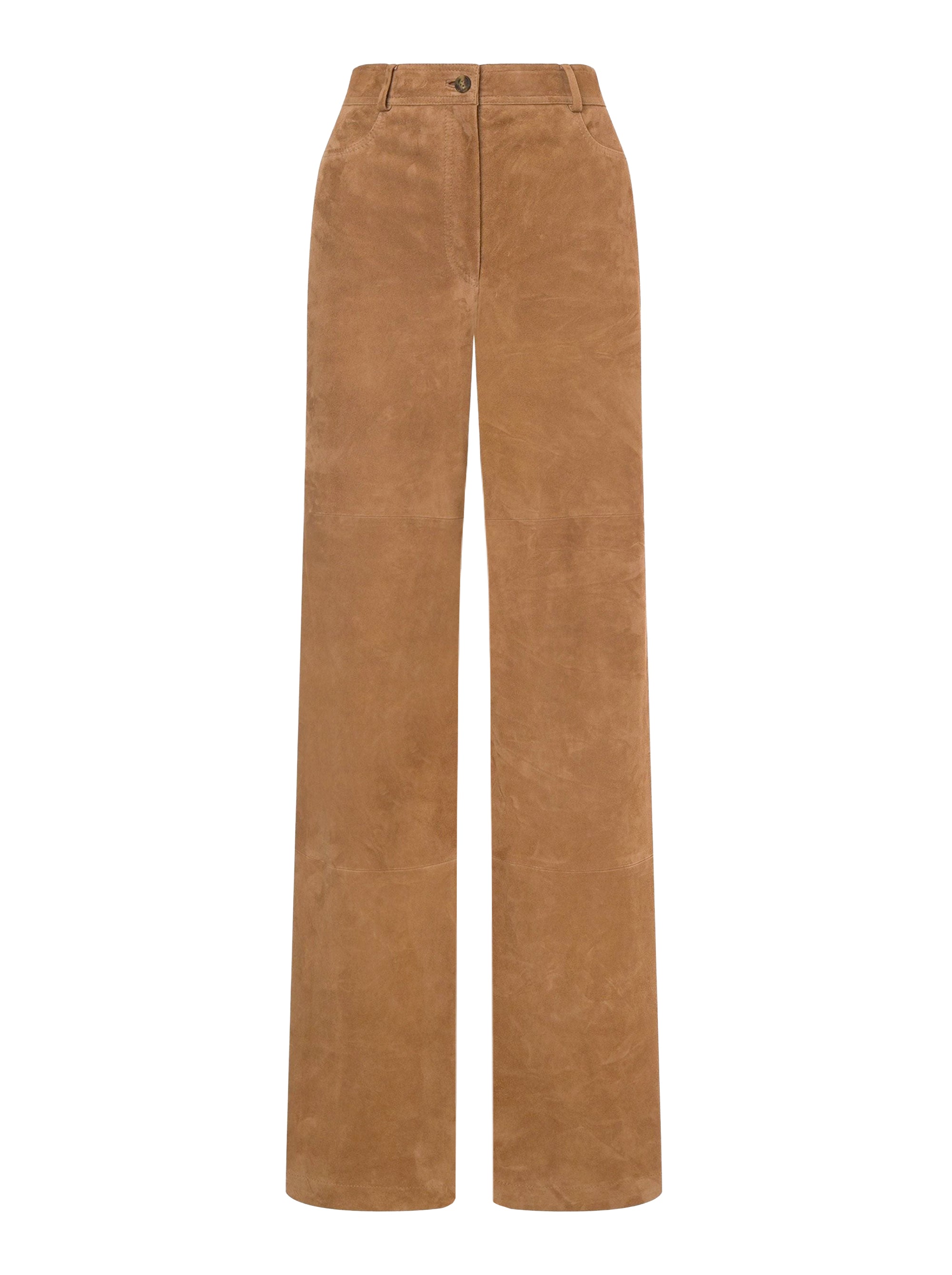 Wide-leg suede trousers - Beige