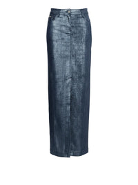 Jupe longue en denim laminé - Blue
