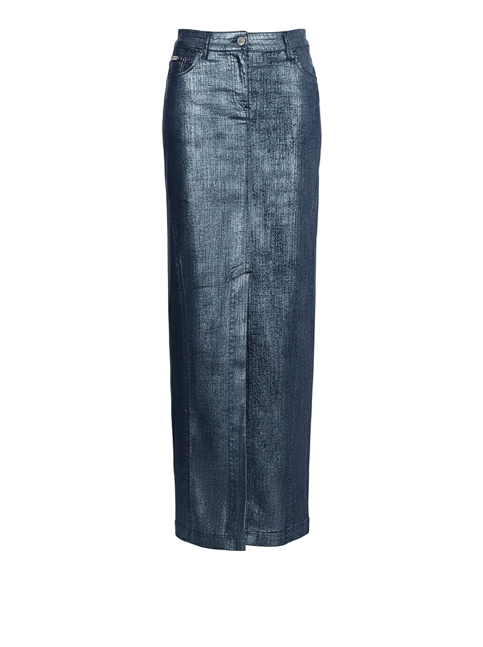 Jupe longue en denim laminé - Blue