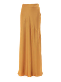 Jupe longue en satin fluide - Brown & Yellow