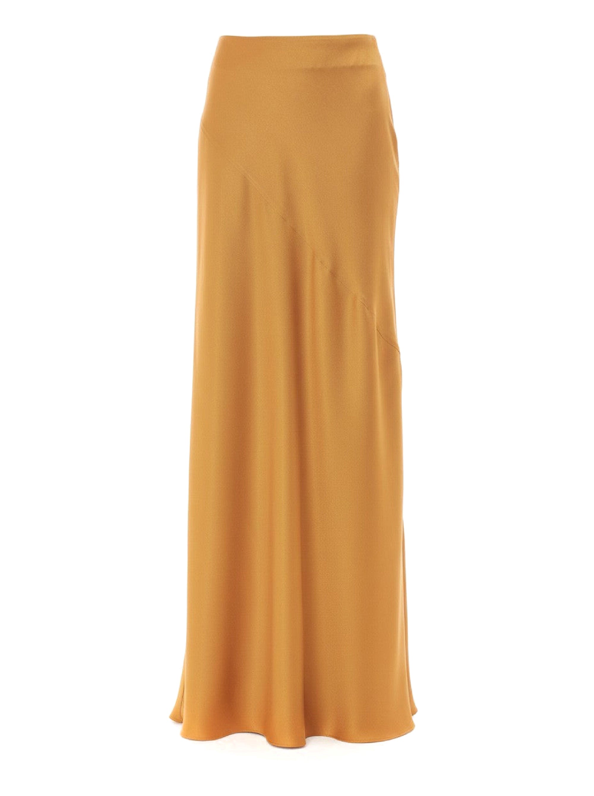Jupe longue en satin fluide - Brown & Yellow