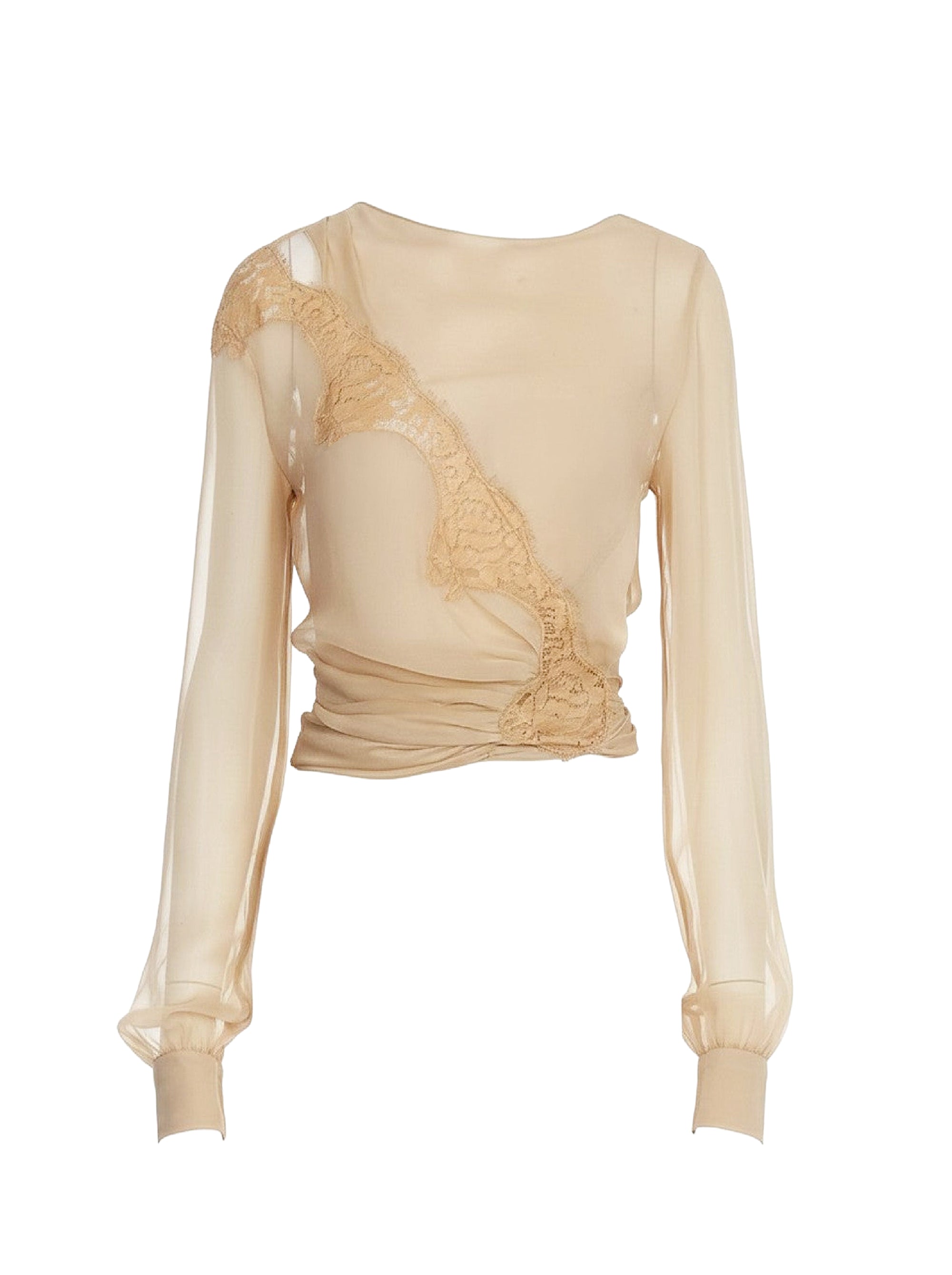 Blouse avec incrustations en soie - Beige