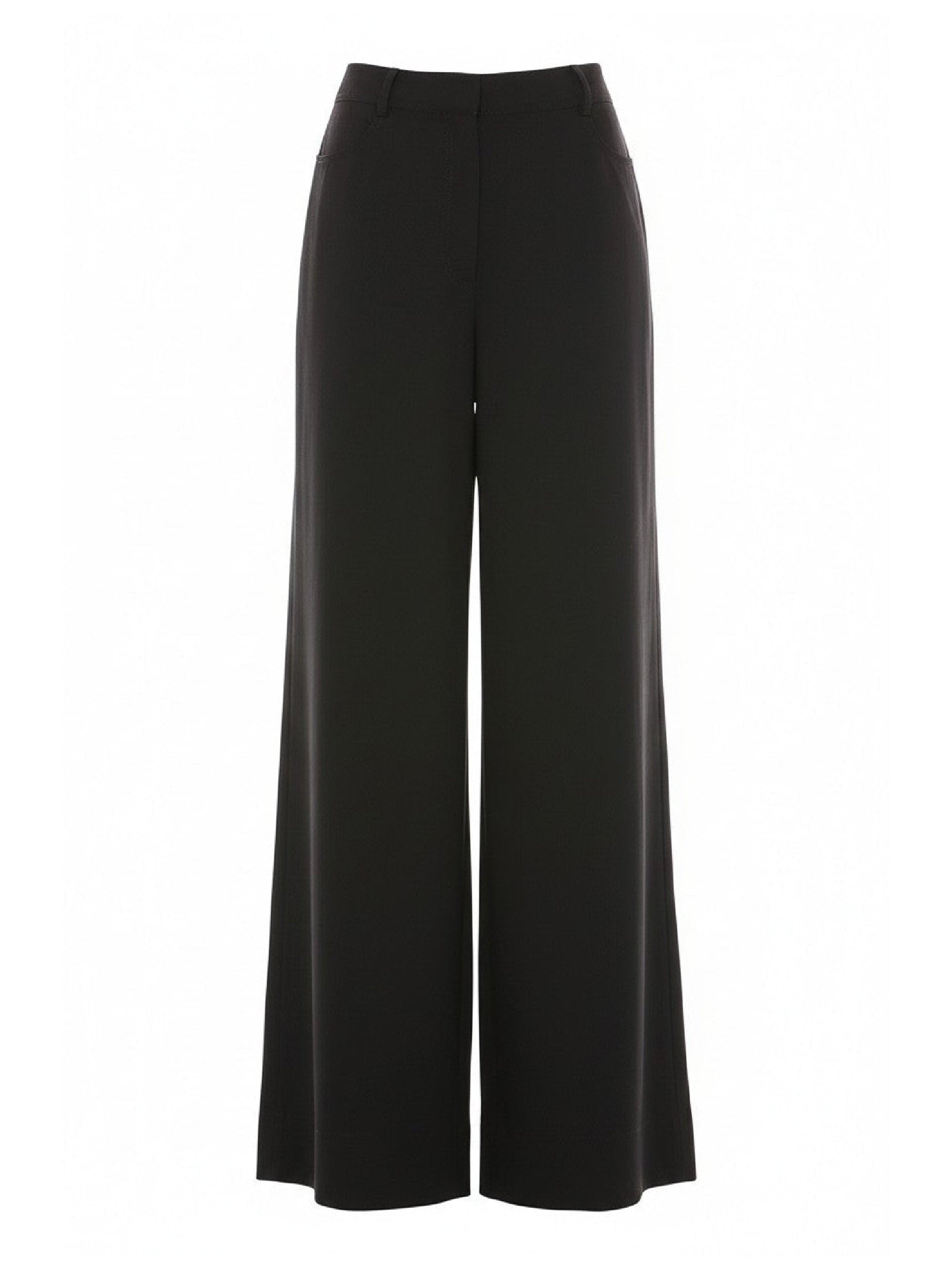 Pantalon en lin stretch à jambe large - Black